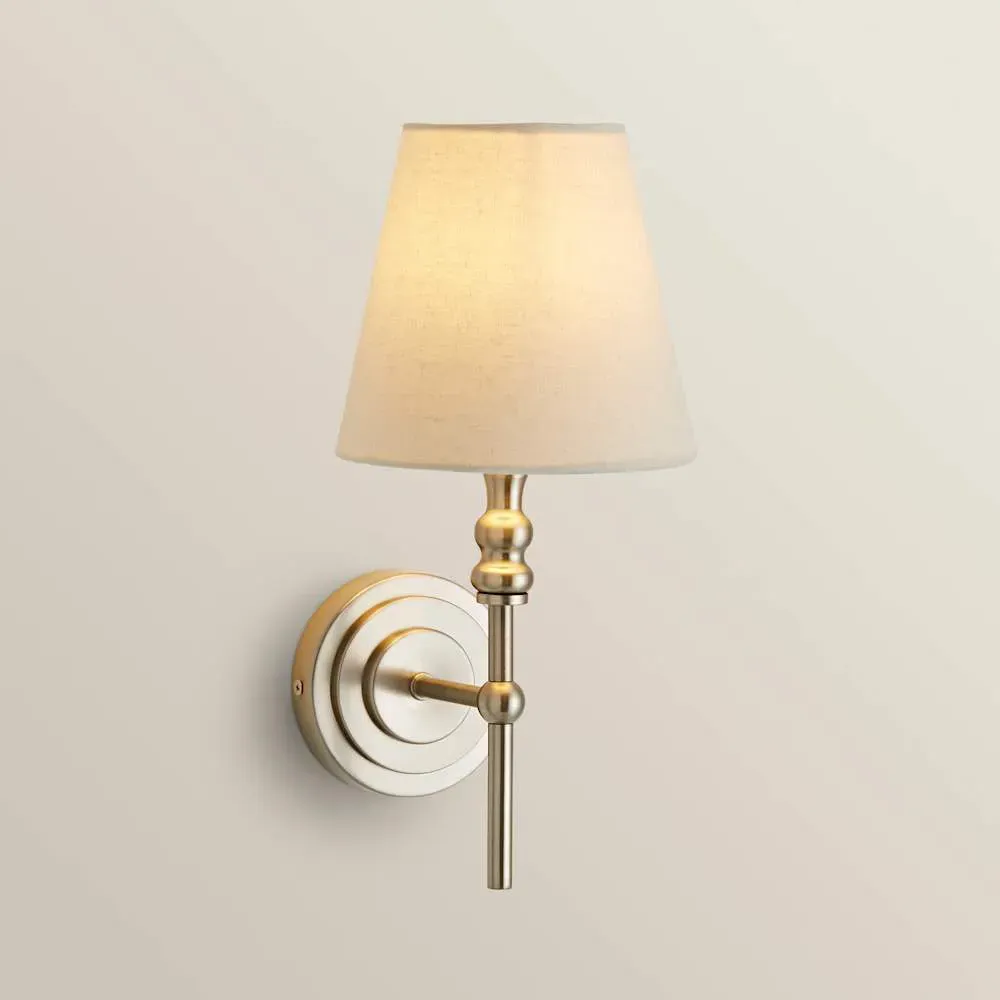 Maggie Candlestick LED Wall Light - Silver, Linen