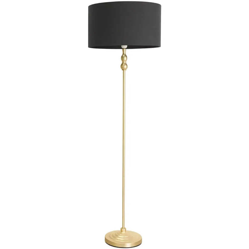 Maggie Drum Shade Candlestick LED Floor Lamp - Charcoal, Gold