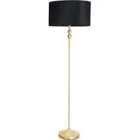Maggie Drum Shade Candlestick LED Floor Lamp - Gold, Velvet