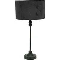 Maggie Drum Shade Candlestick LED Table Lamp - Black, Velvet
