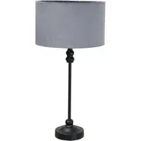 Maggie Drum Shade Candlestick LED Table Lamp - Black, Velvet
