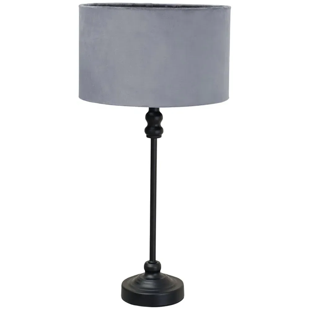 Maggie Drum Shade Candlestick LED Table Lamp - Black, Velvet image