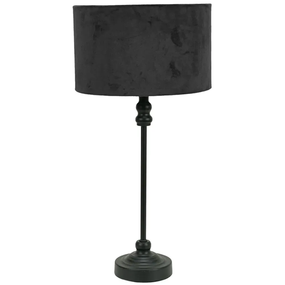 Maggie Drum Shade Candlestick LED Table Lamp - Black, Velvet image