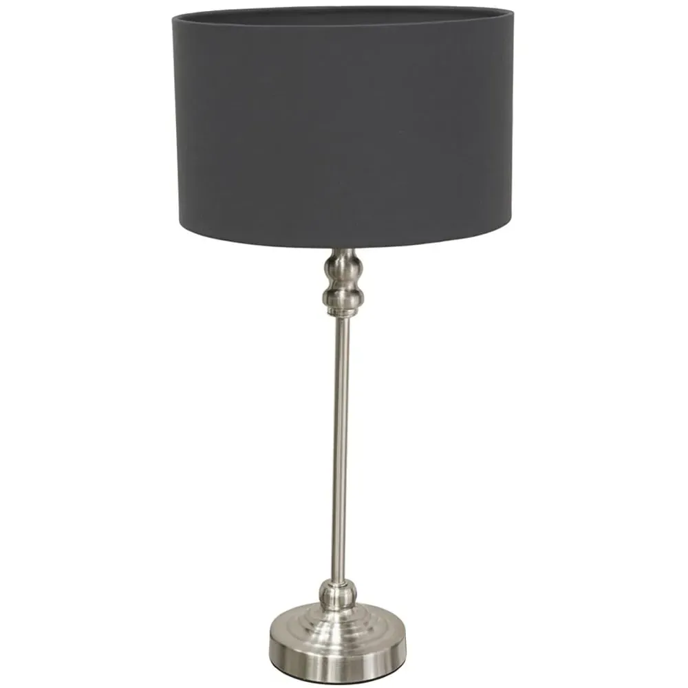 Maggie Drum Shade Candlestick LED Table Lamp - Charcoal, Chrome image