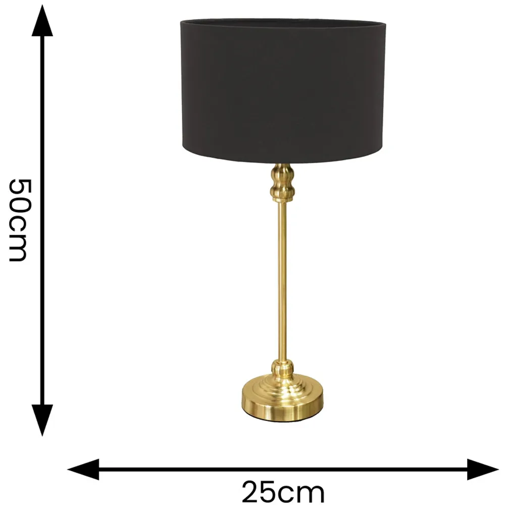 Maggie Drum Shade Candlestick LED Table Lamp - Charcoal, Gold