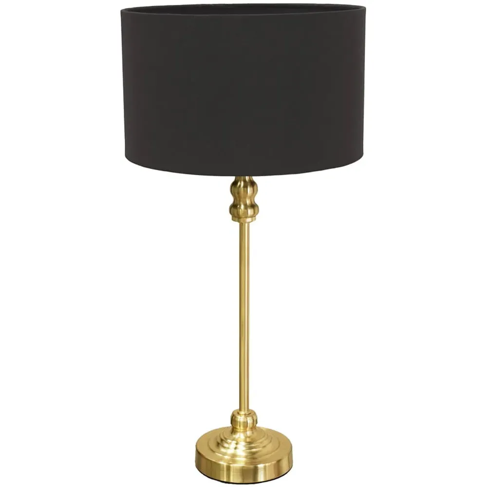 Maggie Drum Shade Candlestick LED Table Lamp - Charcoal, Gold