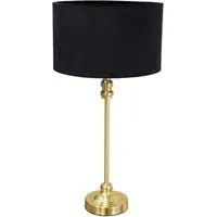 Maggie Drum Shade Candlestick LED Table Lamp - Gold, Velvet