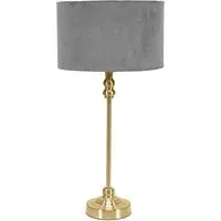 Maggie Drum Shade Candlestick LED Table Lamp - Gold, Velvet