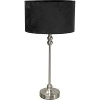 Maggie Drum Shade Candlestick LED Table Lamp - Silver, Velvet