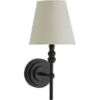 Maggie Linen Shade Candlestick LED Wall Light - Black