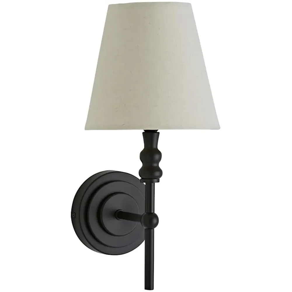 Maggie Linen Shade Candlestick LED Wall Light - Black image