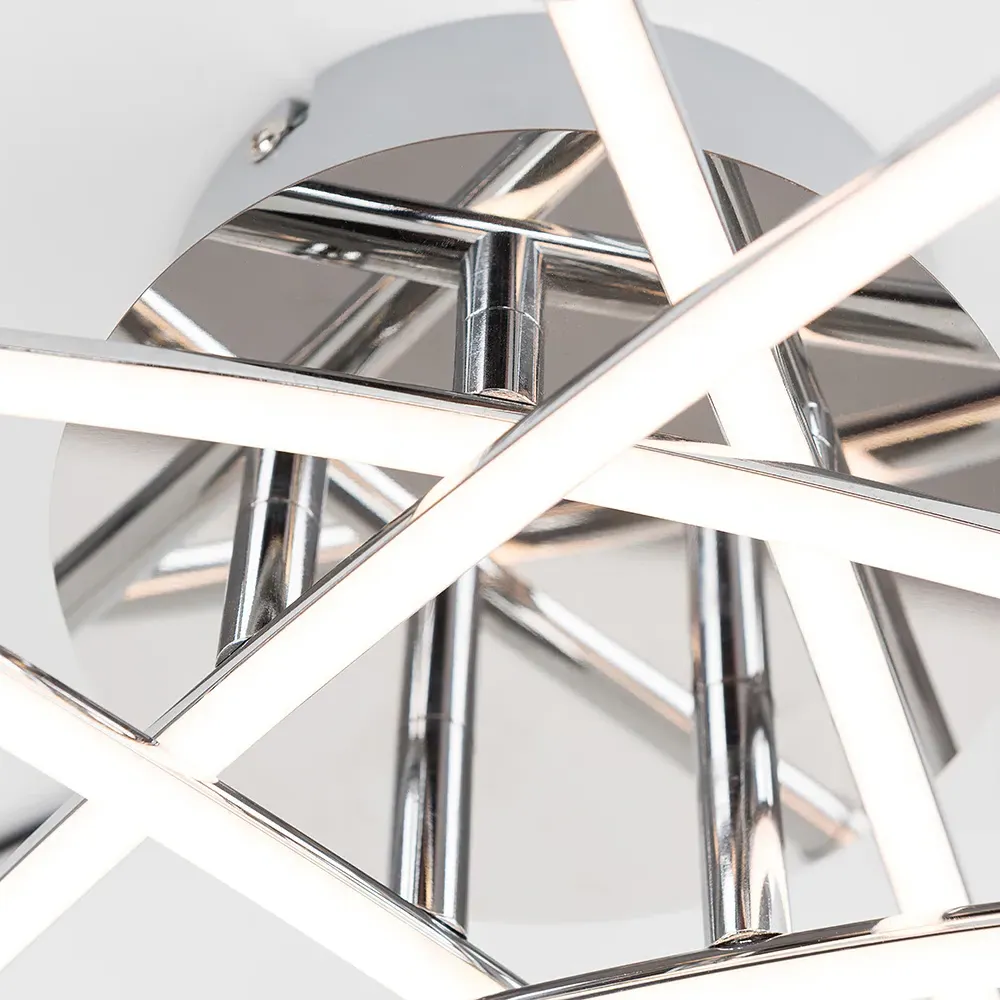 Marais Flush LED Ceiling Fitting - Silver, Chrome