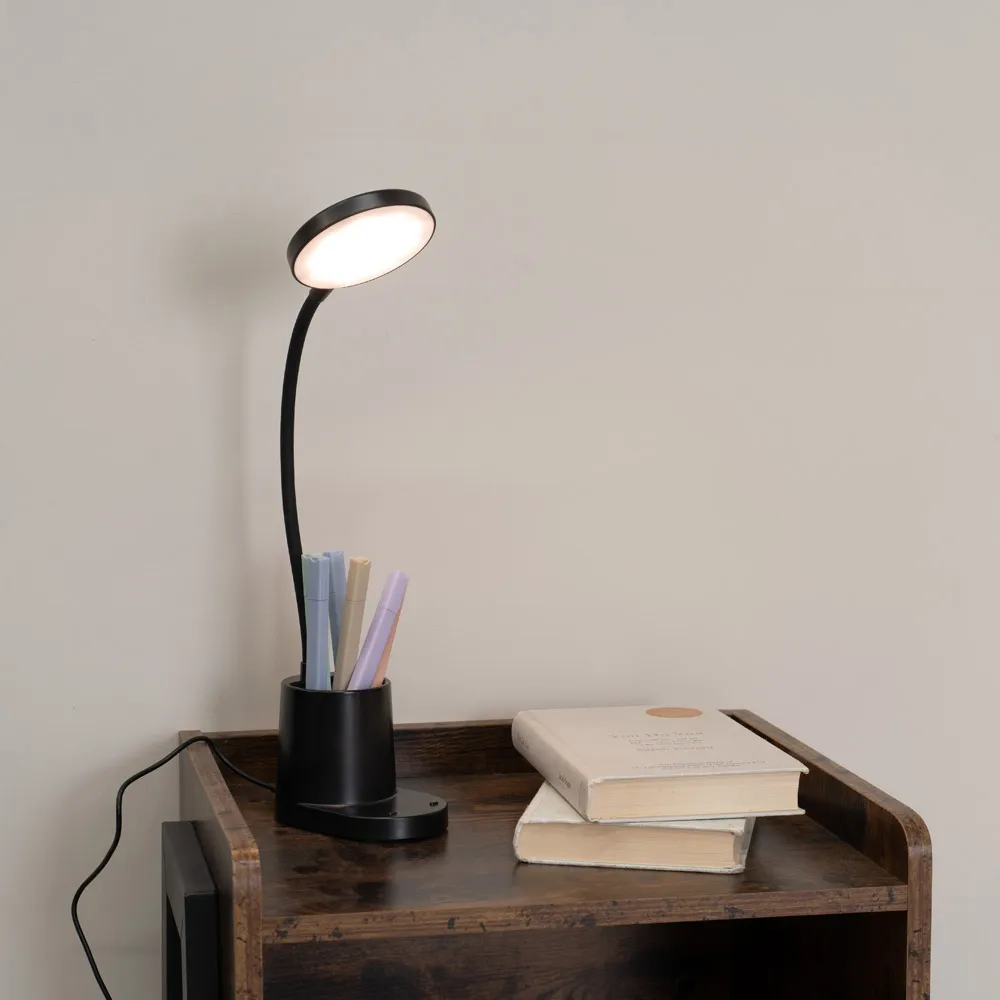 Marco Dimmable LED Table Lamp with Pen Pot - Black