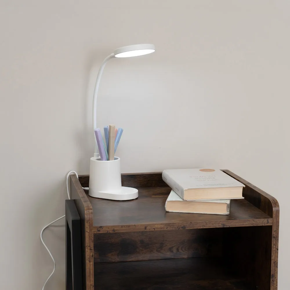 Marco Dimmable LED Table Lamp with Pen Pot - White