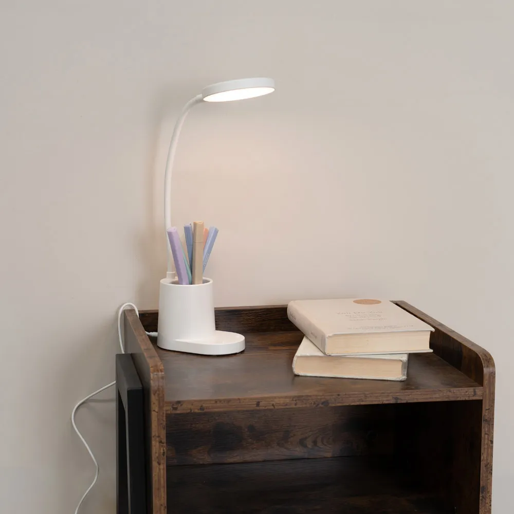 Marco Dimmable LED Table Lamp with Pen Pot - White