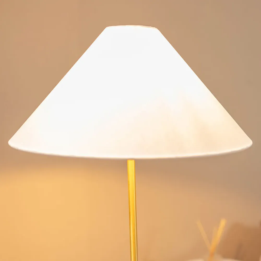 Margot Taper Shade LED Floor Lamp - White, Marble