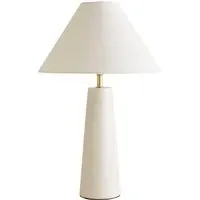 Margot Taper Shade LED Table Lamp - White, Marble