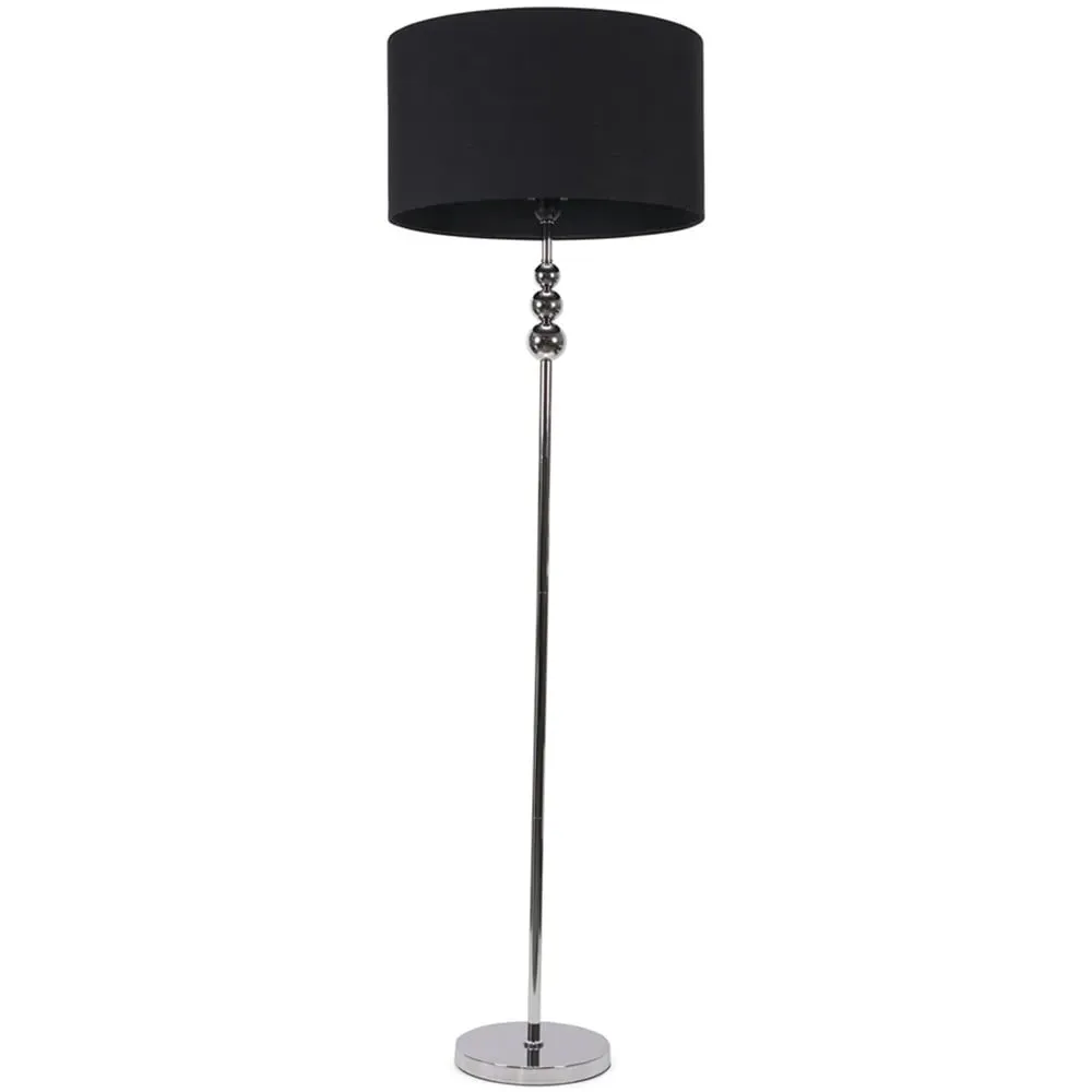 Marissa Drum Shade LED Floor Lamp - Black, Fabric