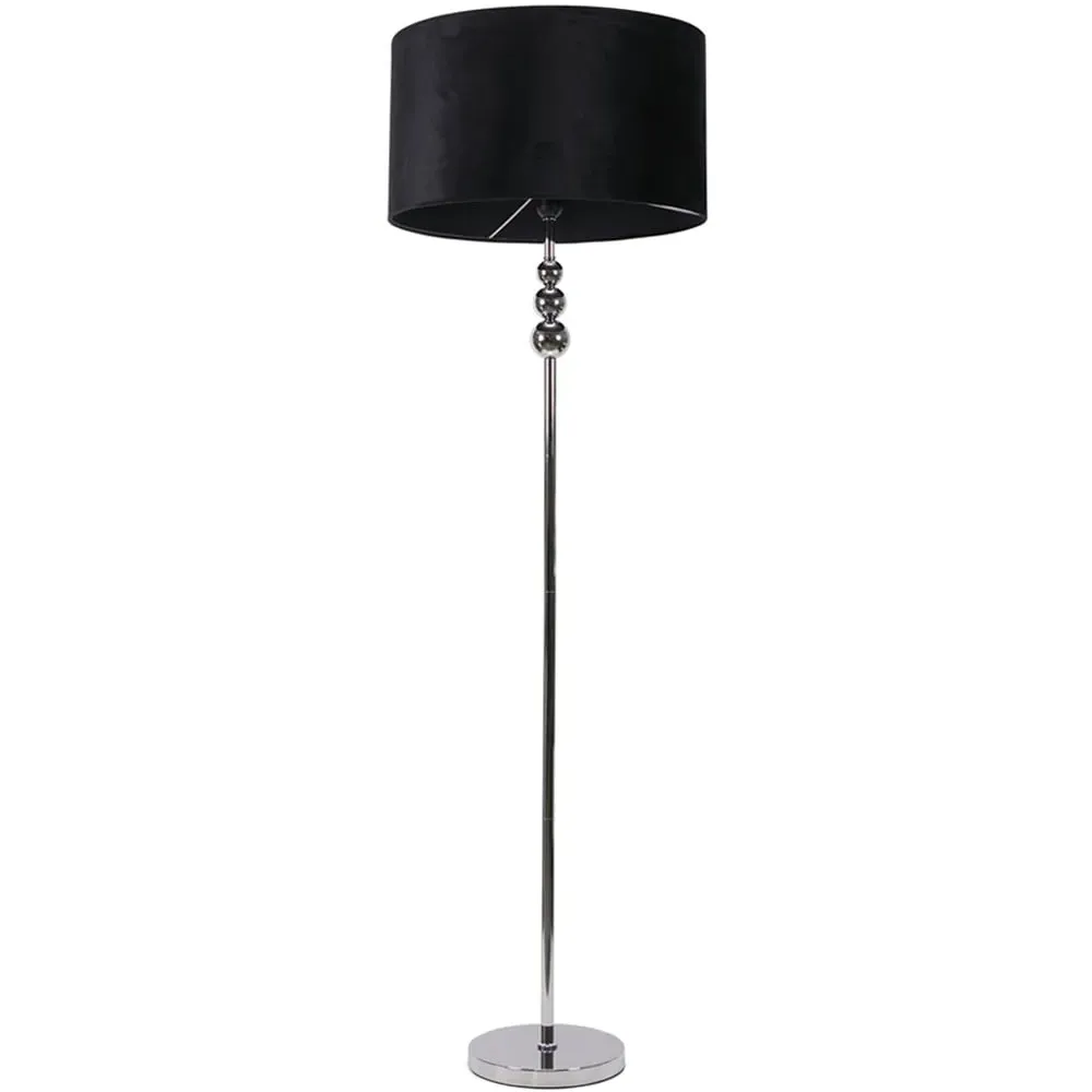 Marissa Reni Floor Lamp with Chrome Ball - Black, Velvet image