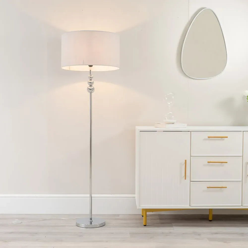 Marissa Reni LED Floor Lamp with Chrome Ball - Grey