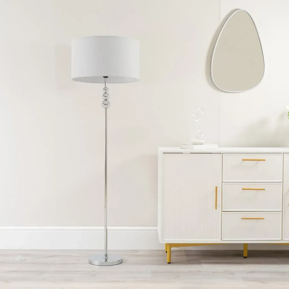 Marissa Reni LED Floor Lamp with Chrome Ball - Grey