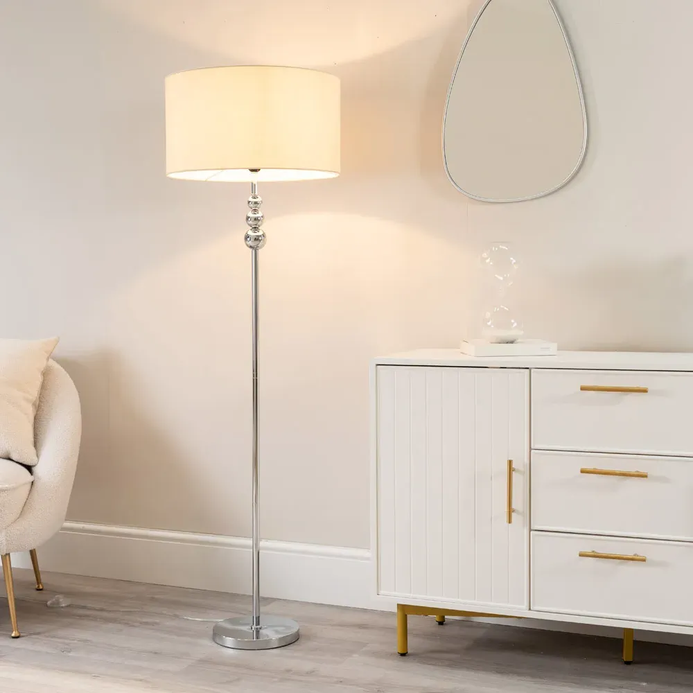 Marissa Reni LED Floor Lamp with Chrome Ball - Natural