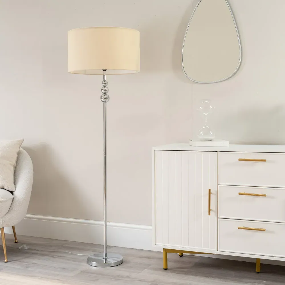 Marissa Reni LED Floor Lamp with Chrome Ball - Natural