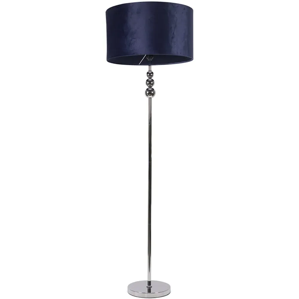 Marissa Reni LED Floor Lamp with Chrome Ball - Navy Blue