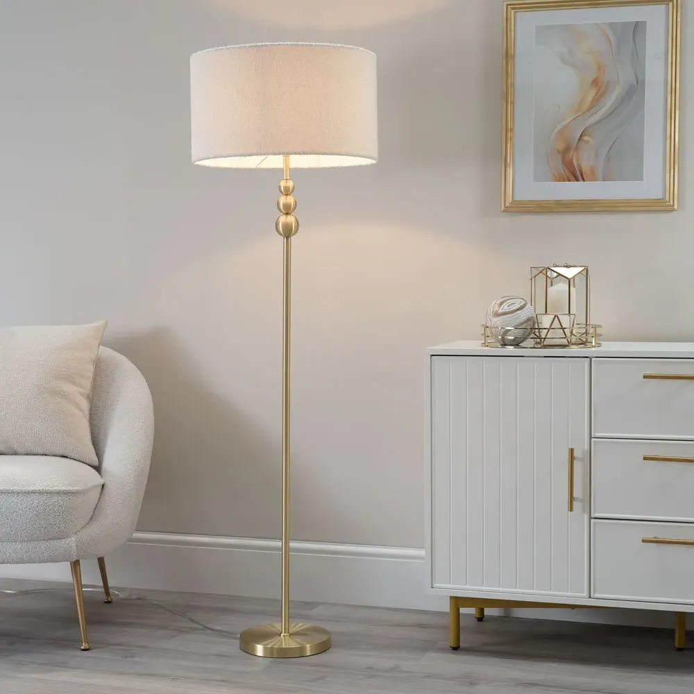 Marissa Reni LED Floor Lamp with Gold Ball - Cream
