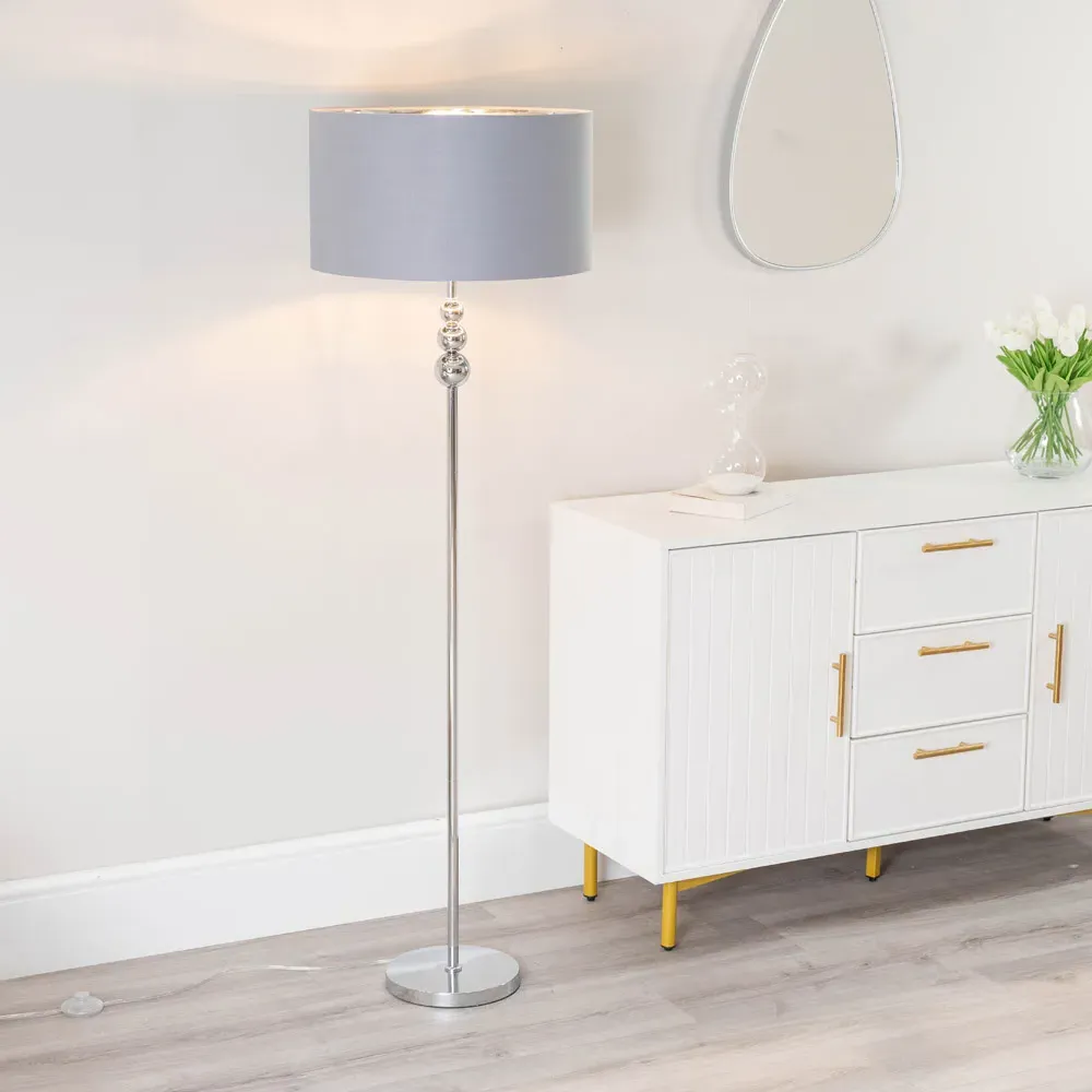 Marissa Reni LED Floor Lamp with Gold Ball - Grey