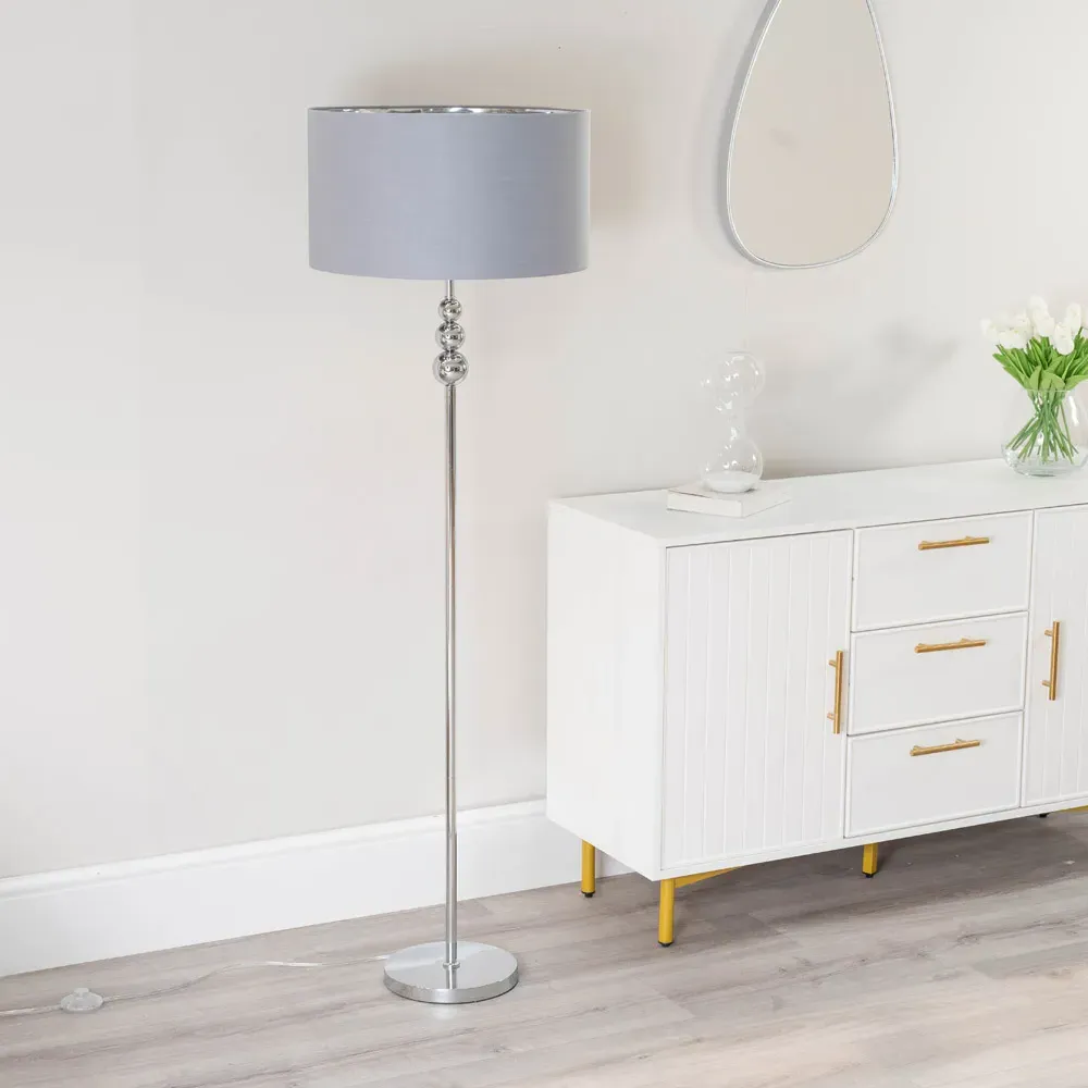 Marissa Reni LED Floor Lamp with Gold Ball - Grey