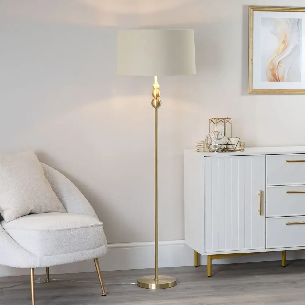 Marissa Reni LED Floor Lamp with Gold Ball - Natural