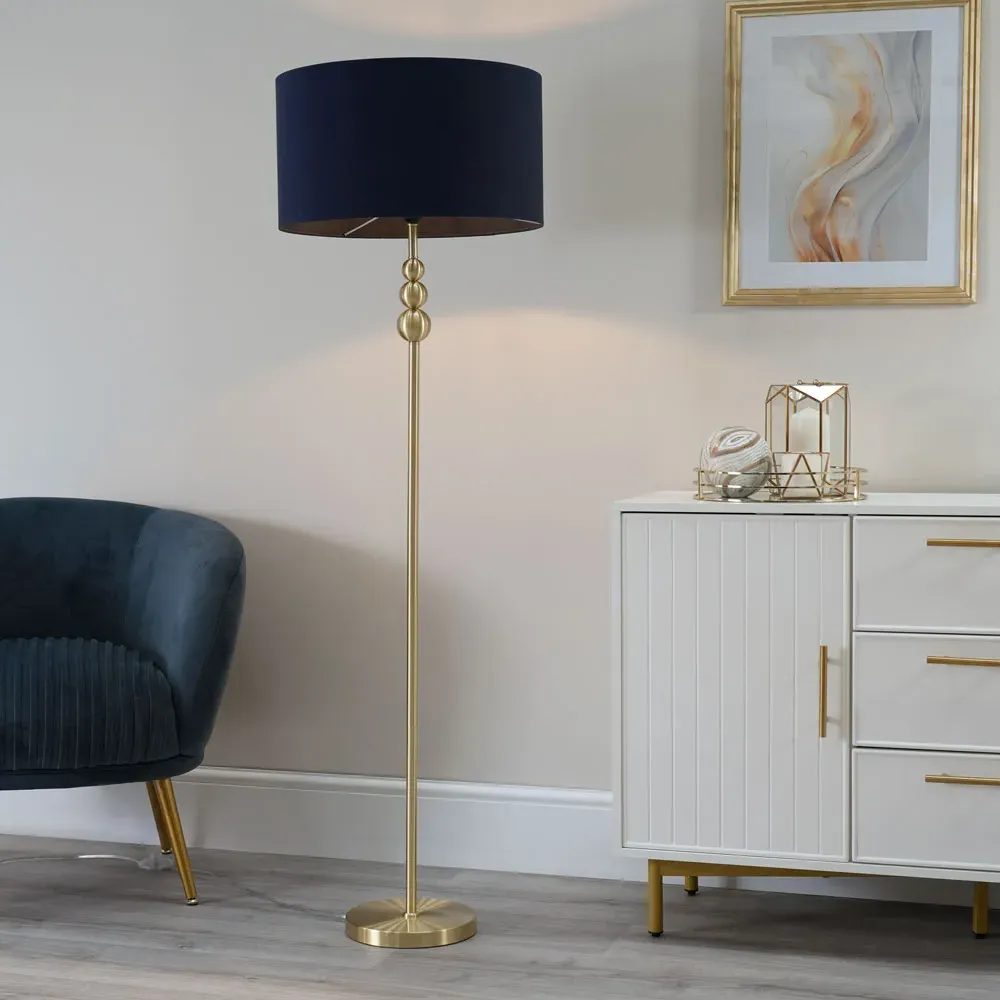 Marissa Reni LED Floor Lamp with Gold Ball - Navy Blue
