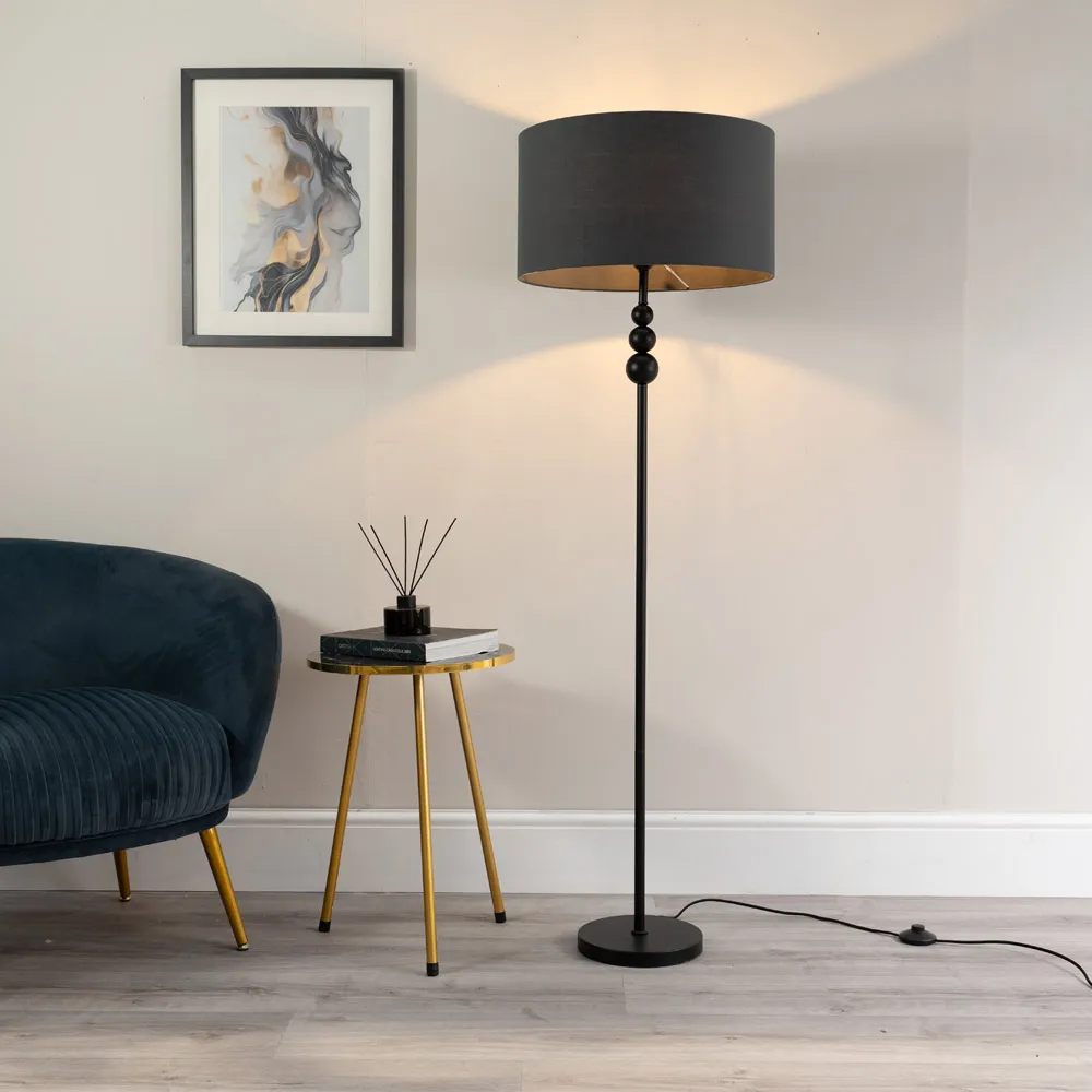 Marissa Stacked Ball Floor Lamp - Black, Charcoal Grey
