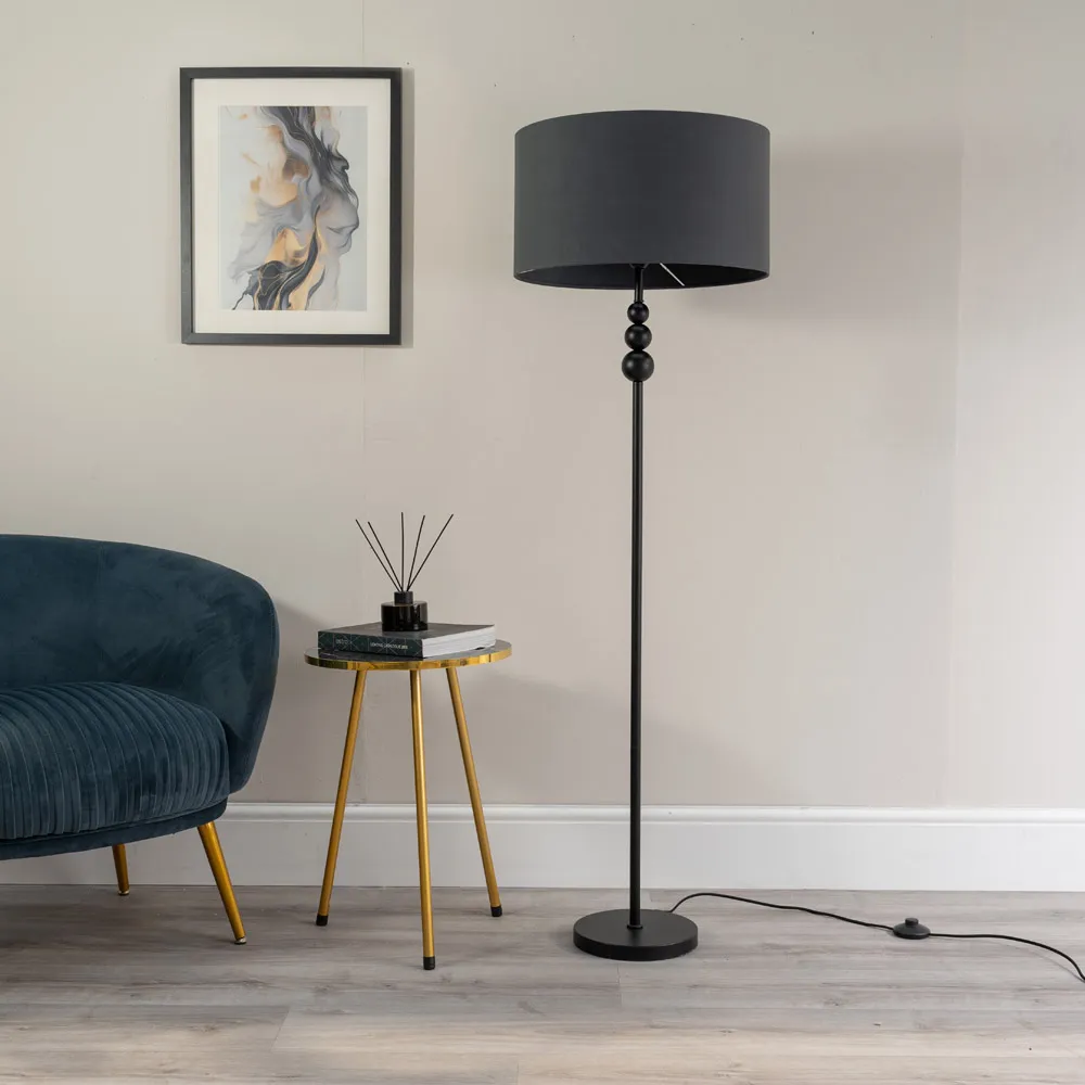 Marissa Stacked Ball Floor Lamp - Black, Charcoal Grey