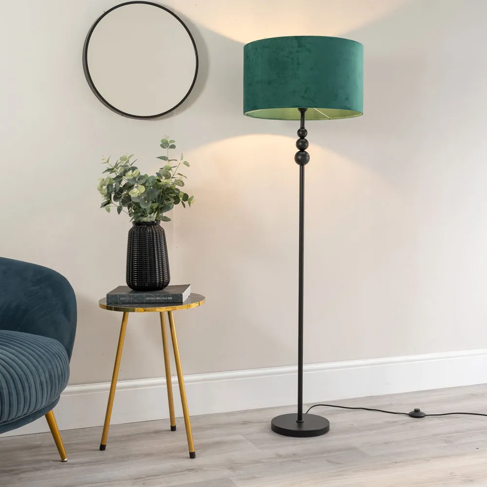 Marissa Stacked Ball Floor Lamp - Black, Velvet