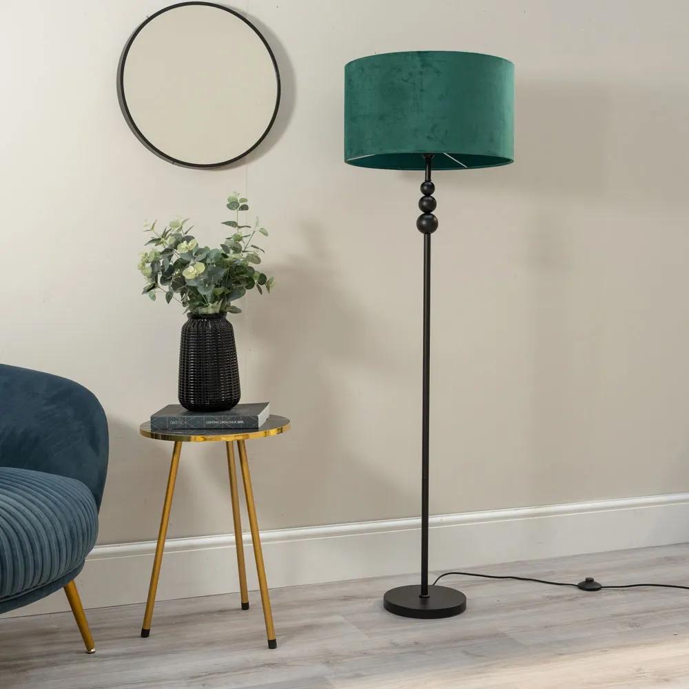 Marissa Stacked Ball Floor Lamp - Black, Velvet