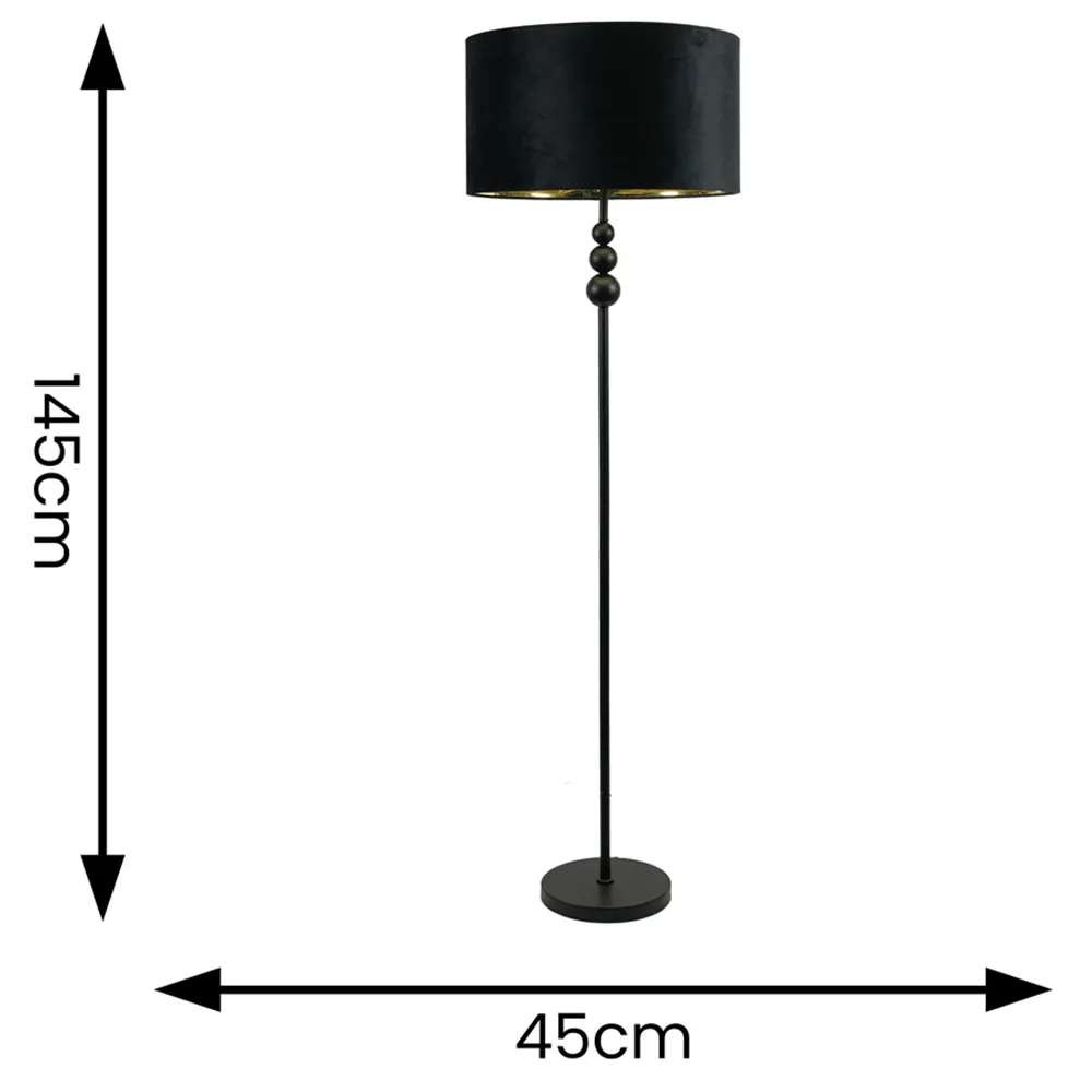 Marissa Stacked Ball Floor Lamp - Black, Velvet