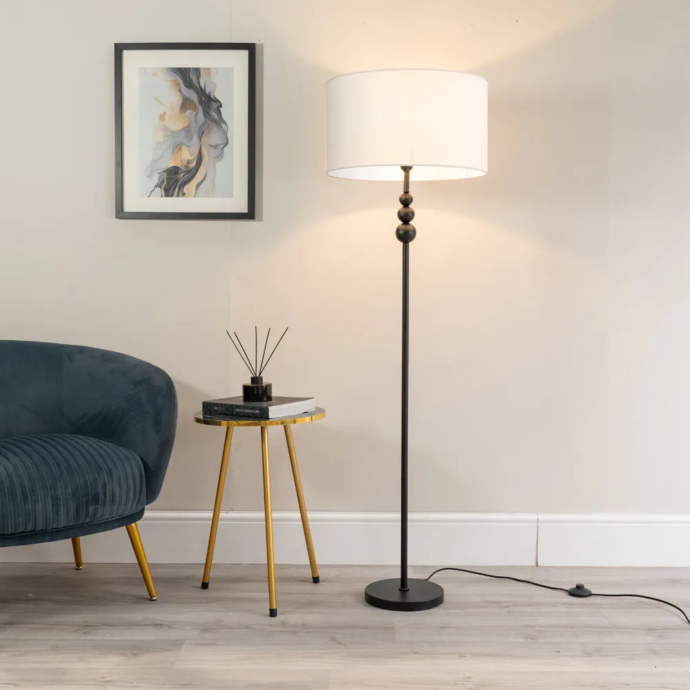 Marissa Stacked Ball Floor Lamp - Black, White