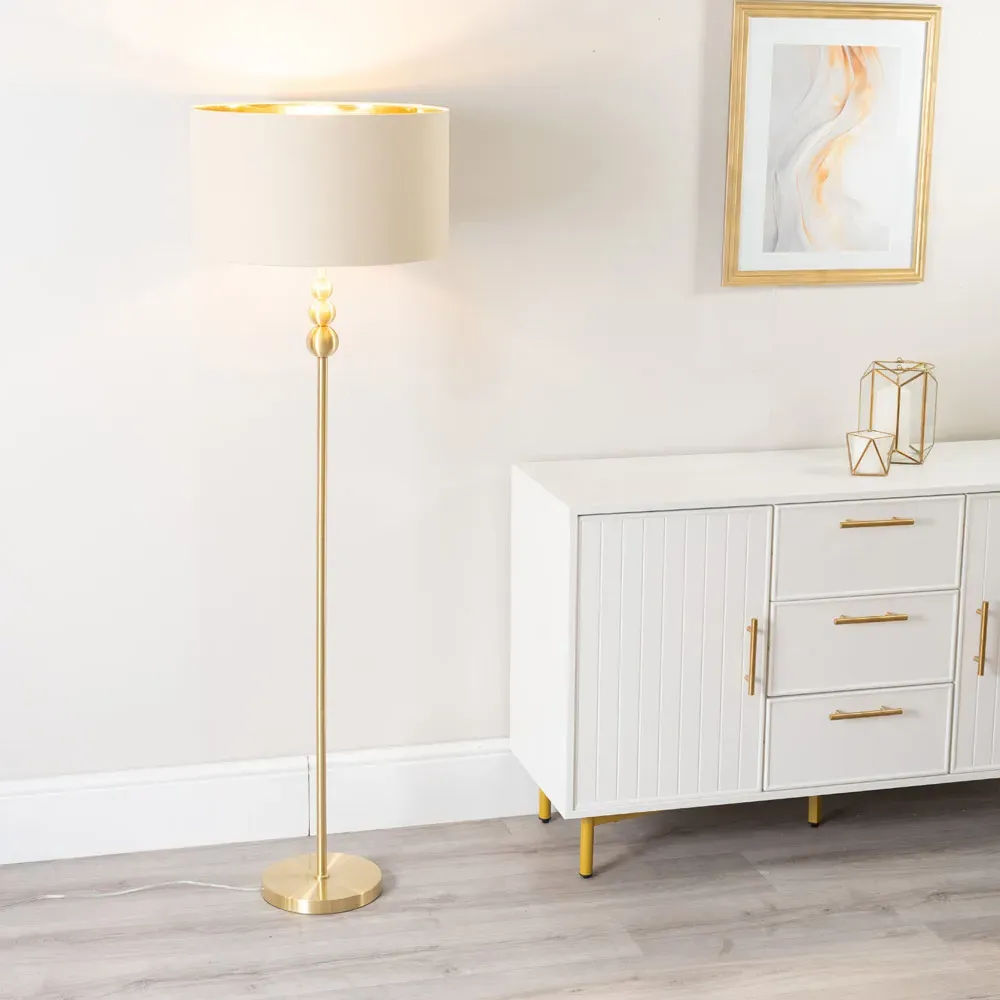 Marissa Stacked Ball Floor Lamp - Gold, Beige
