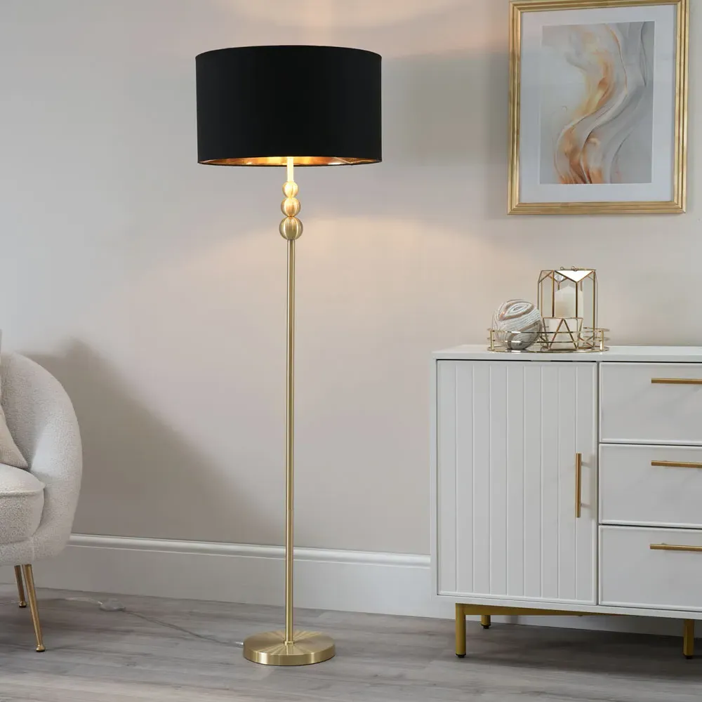 Marissa Stacked Ball Floor Lamp - Gold, Black