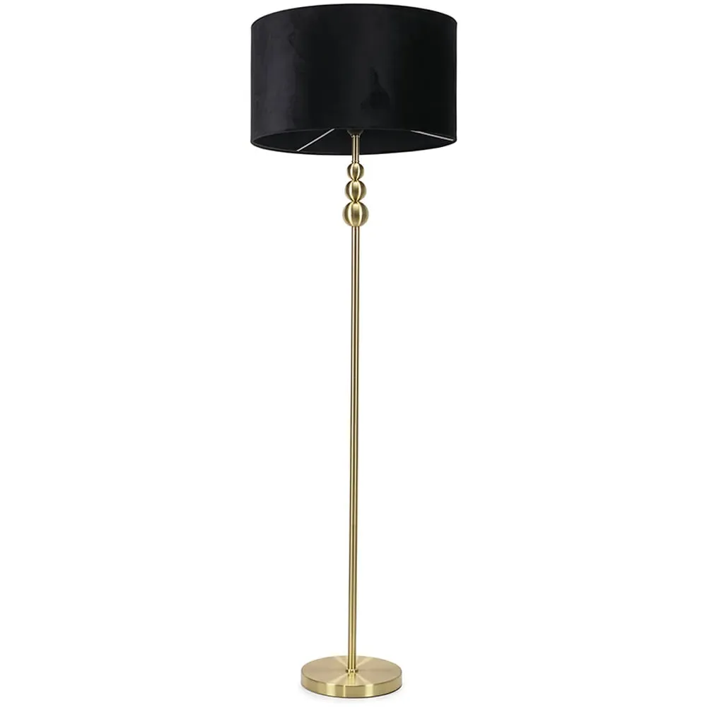 Marissa Stacked Ball Floor Lamp - Gold, Black Velvet