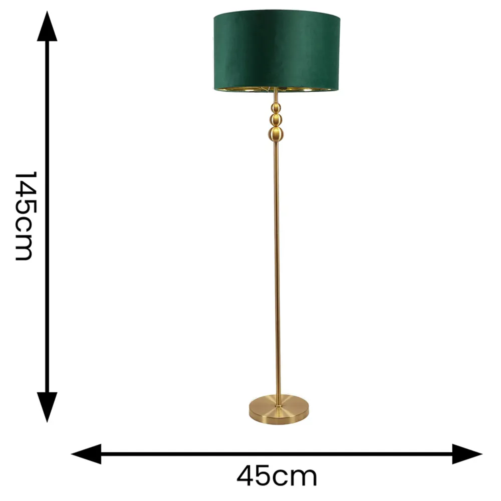 Marissa Stacked Ball Floor Lamp - Gold, Forest Green Velvet