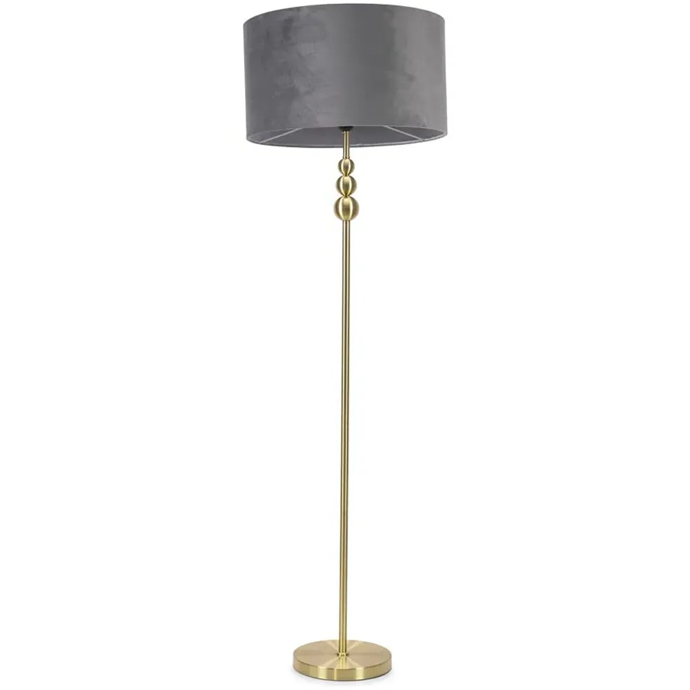 Marissa Stacked Ball Floor Lamp - Gold, Grey Velvet