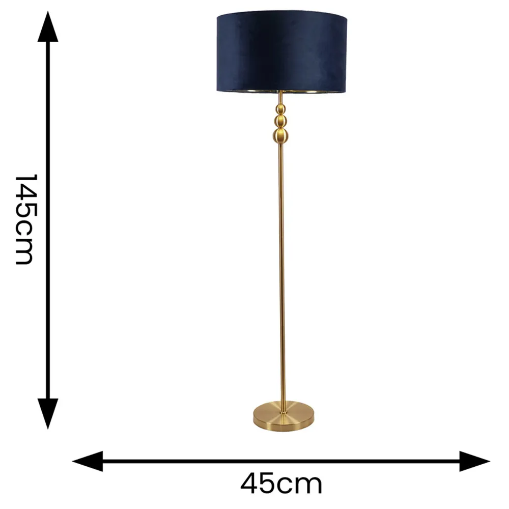 Marissa Stacked Ball Floor Lamp - Gold, Navy Blue Velvet