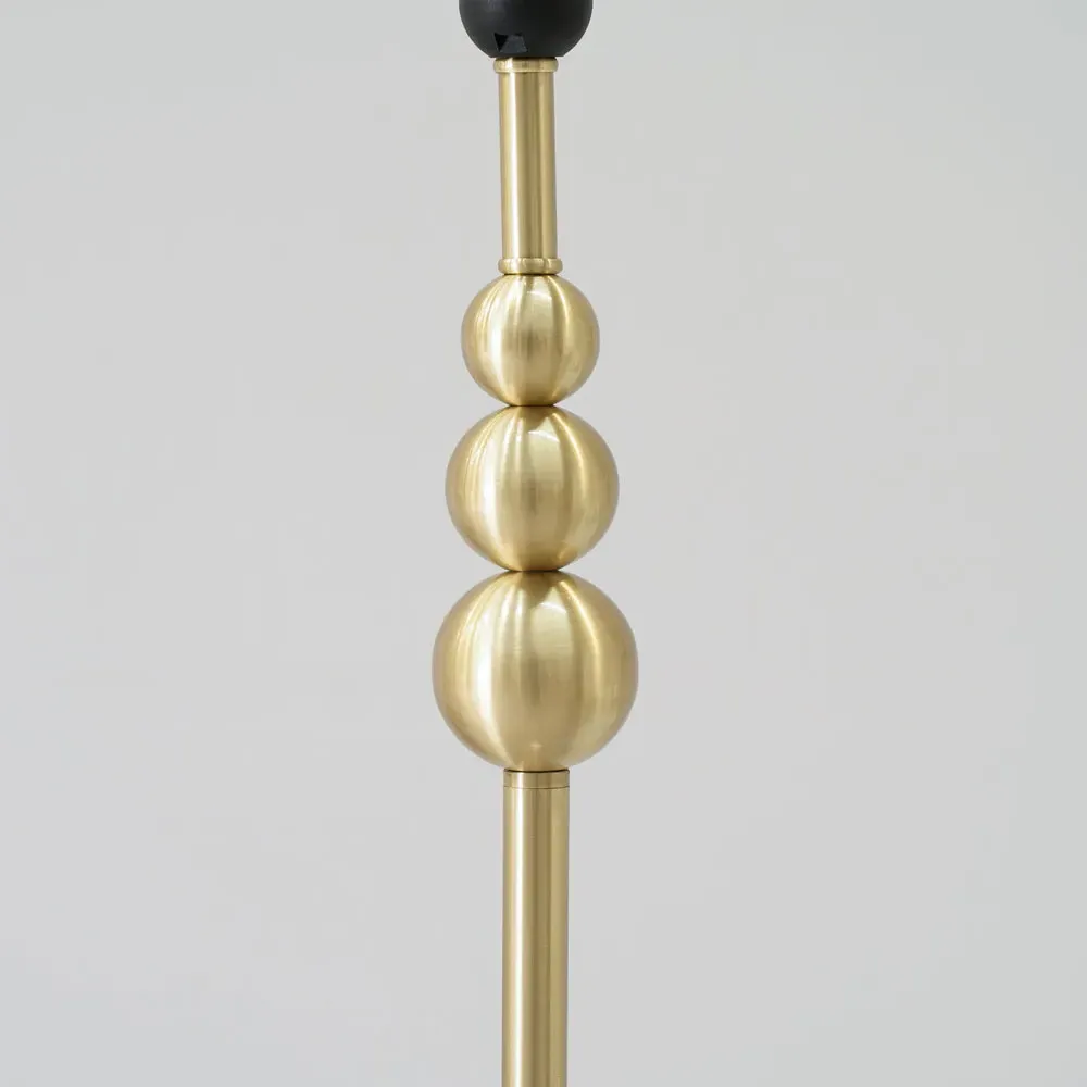 Marissa Stacked Ball Floor Lamp - Gold, White Fabric