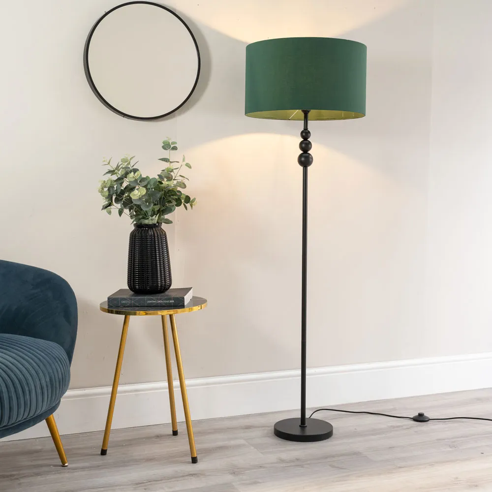 Marissa Stacked Ball Floor Lamp - Green, Fabric