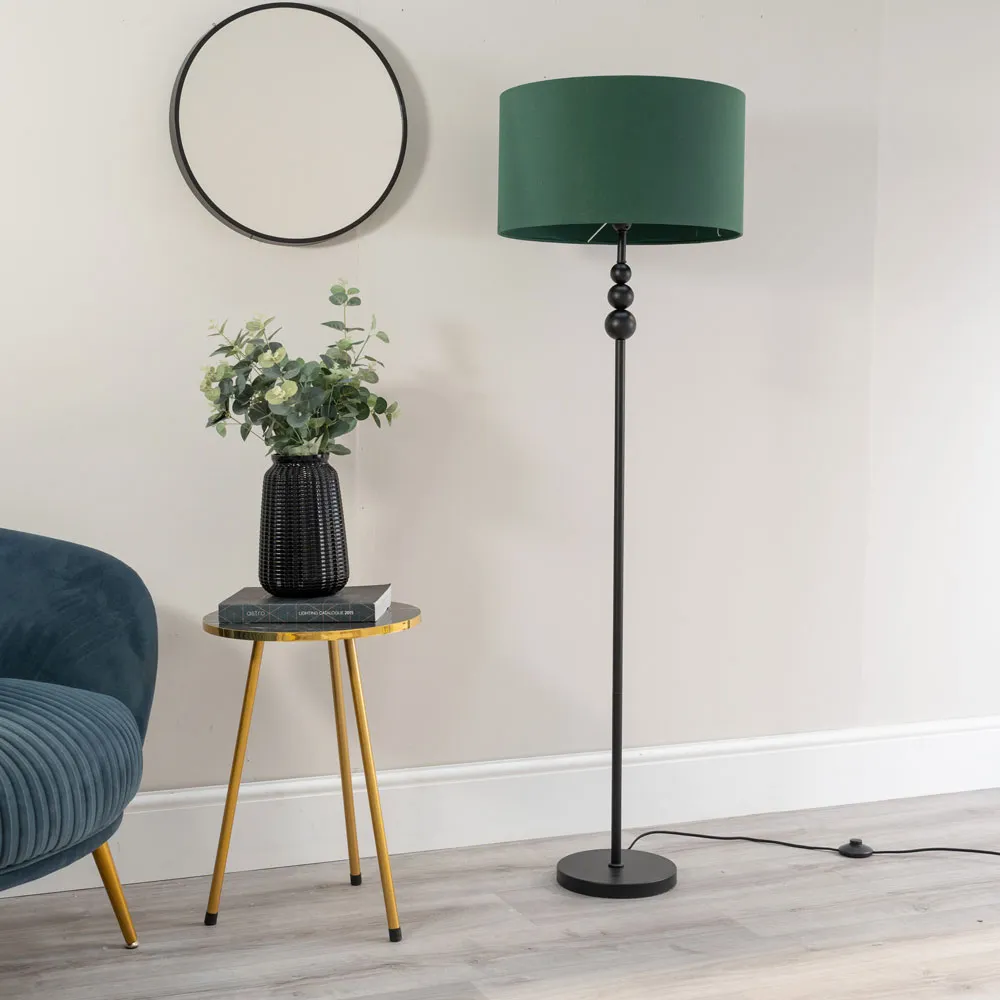 Marissa Stacked Ball Floor Lamp - Green, Fabric