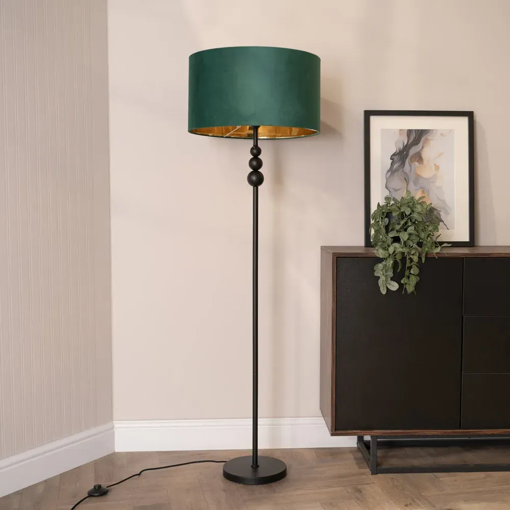 Marissa Stacked Ball Floor Lamp - Green, Velvet