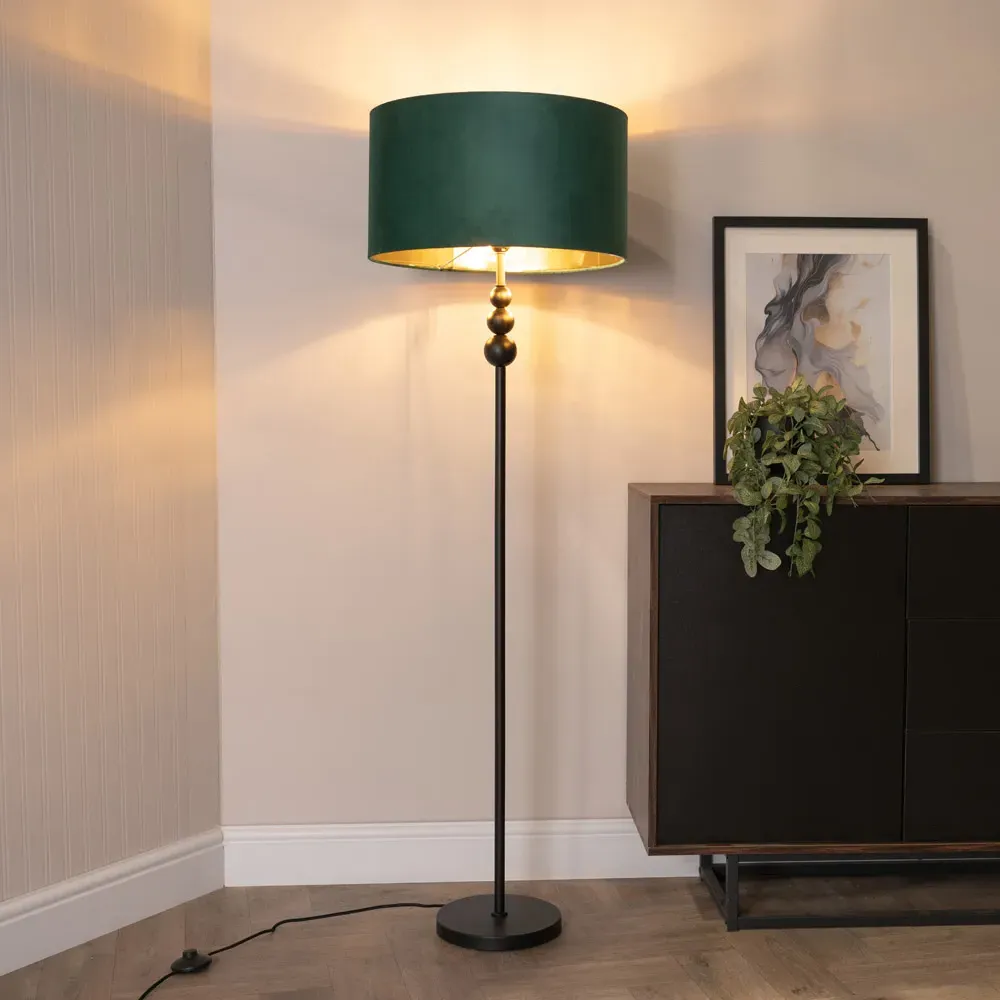 Marissa Stacked Ball Floor Lamp - Green, Velvet